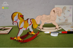 Maquette 3D à colorier Cheval à bascule